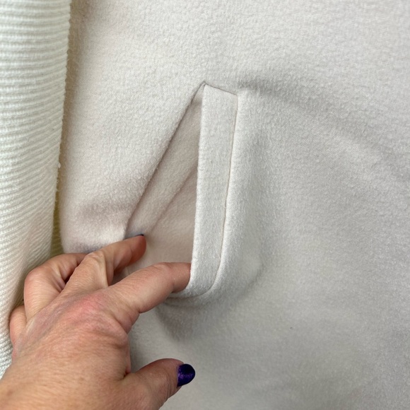 Drape Collar Coatigan Cardigan Jacket Ribbed Sleeves & Back Fleece Front Sz L - Picture 8 of 13